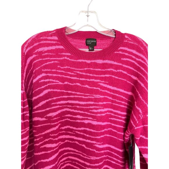 Free Press Fuchsia Zebra Print Sweater With Puff Sleeves - Picture 6 of 6